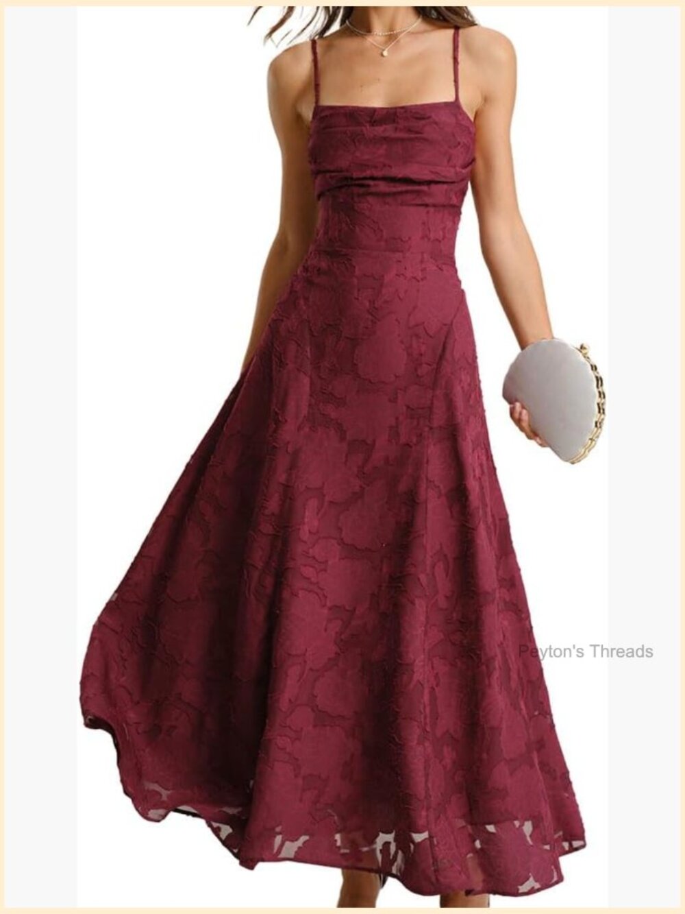 Maxi Dress Square Neck Backless Sling A-Line Wedding Guest Party